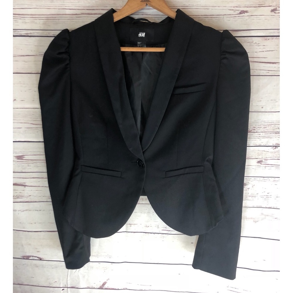 H&M black puffed sleeve blazer
